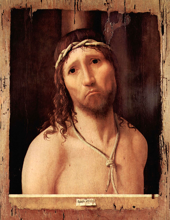 Antonello da Messina, Ecce homo (Cristo alla colonna), 1473, olio su tavola, 48,5×38 cm. Piacenza, Collegio Alberoni